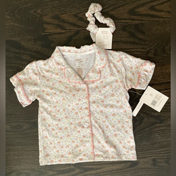 Girls Floral PJ Set with Scrunchie Size 3T - Picture 2 of 8